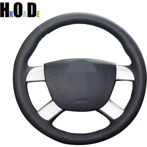 Black Artificial Leather Hand-stitched Car Steering Wheel Cover for Ford Kuga 2008-2011 Focus 2 2005-2011 C-MAX 2007-2010