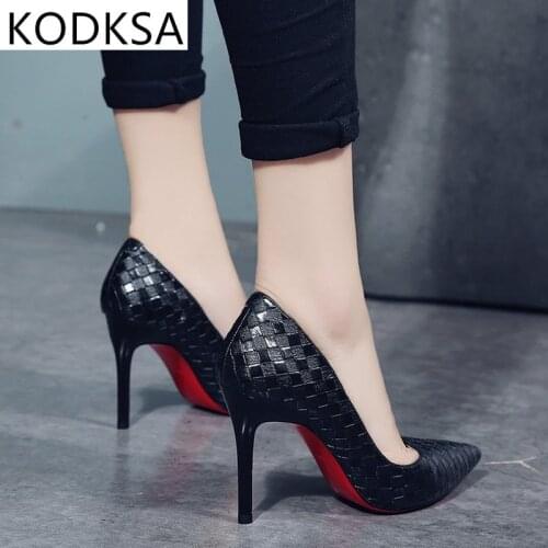 Europe Sexy Women Shoes Red Bottom High Heels Pumps Spring/Autumn 2019 New Pointed Thin Heels Slip-on Shoes Woman Party Shoes