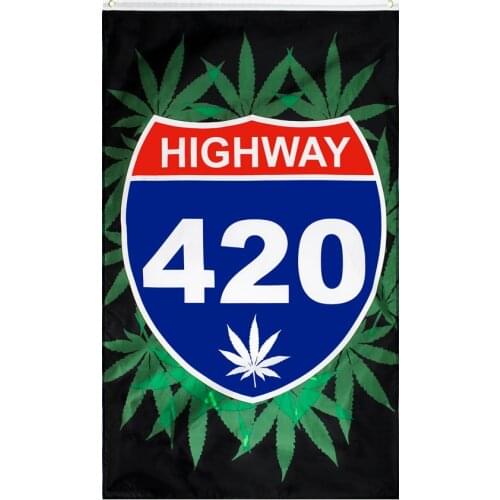 90x150cm Highway 420 Weed Flag For Bar Party Music Festival Tattoo Shop