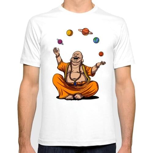 New Fashion men Summer Zen Yoga Buddha Juggling Space Planets Meditation T-Shirt printed male Retro Style casual Novelty