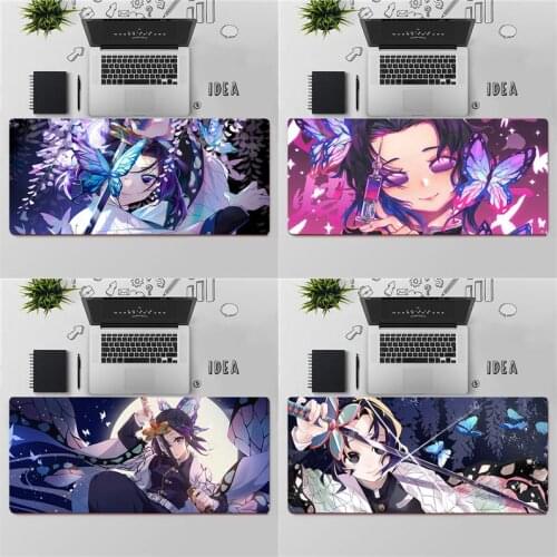 Gaming Mouse Pad Large Mouse Pad PC Gamer Computer Mouse Mat Kimetsu No Yaiba Kochou Shinobu Big Mousepad XXL Keyboard Desk Mat