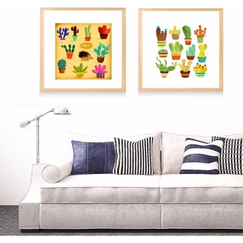 Cactus Series Watercolor Set Canvas Art Print Painting Poster Wall Pictures For Room Home Decorative Bedroom Decor No Frame