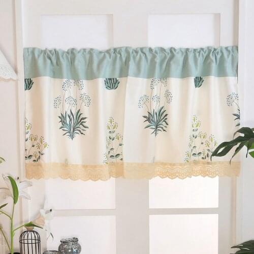 Printed Short Curtains Kitchen Half-curtain Floral Pattern Decor Drapes Window Shade Short Curtains for Home Cafe Bathroom Decor