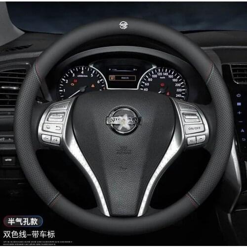 Leather Car Steering-wheels Car-styling Accessories Cover 38cm for nissan Pathfinder Armada Platina Qashqai Quest ROGUE Sport