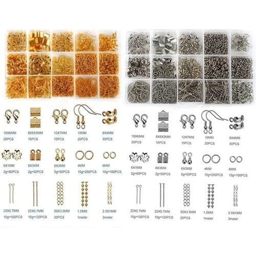 1Set Metal Fittings Box Gold/Sliver Jewelry Findings For DIY Lobster Clasp Jump Ring Chain Nine Needle Jewelry Accessories