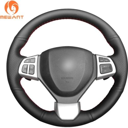 MEWANT Black Artificial Leather Car Steering Wheel Covers for Suzuki Swift Sport Vitara S 2012 2013 2014 2015 2016 2017-2019