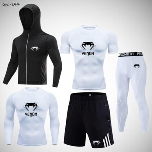 Mens Quick Drying Clothes Mens Sports Suit Mens Tights Basketball Shirt Compression Suit Breathable T-Shirt Running Pants MMA