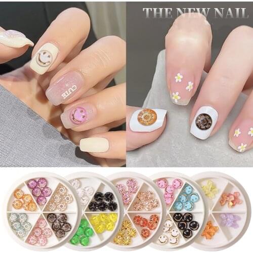 6 Grid Three-dimensional Nail Art Turntable Bowknot Smiley Flower Set Six Grid Disc Japanese DIY Nail Decoration