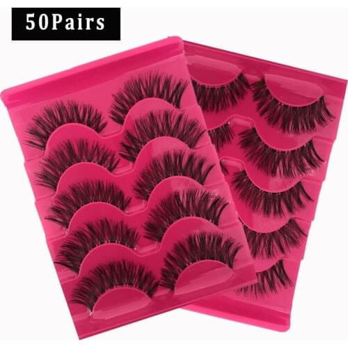 50Pair/Set Faux Mink Eyelashes Thick HandMade Full Strip Lashes Cruelty Free Luxury Lashes Extension Tool # A539 Free Shipping