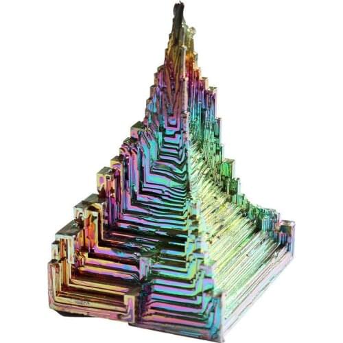 Natural Green Metal Stone Bismuth Ore rough Pyramid Beautiful gift rainbow bismuth specimen crystal 1Pcs healing mineral