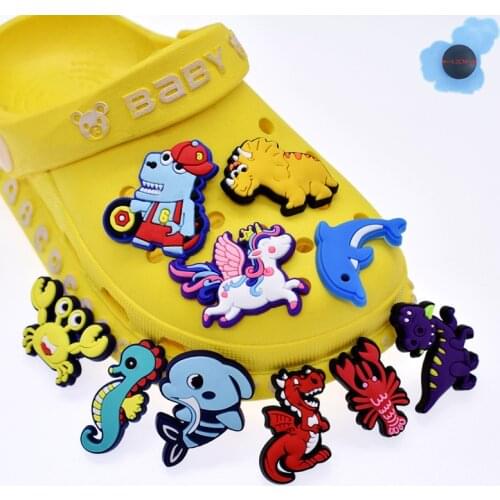 Wholesale 50PCS Cute Hippocampus Lobster Boys Girls Shoe Accessories PVC Shoe Charms Fit Kids Shoes Birthday Gifts