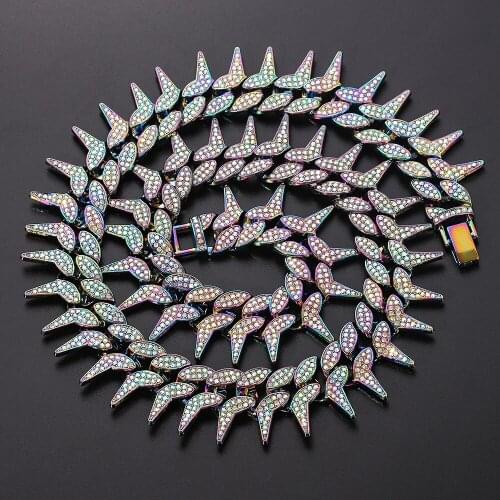 Hip-hop Charm Cubic Zirconia Shine Thorns Necklace For Man Choker Quench Shine Cuban Link Fashion Jewelry Rock Rapper Necklace