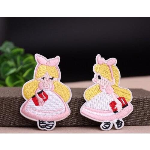 PGY Cartoon princess Patch Embroidery Badge Applique Patch Cute Cheap Embroidered Iron On Cartoon Patches For Clothes Sticker