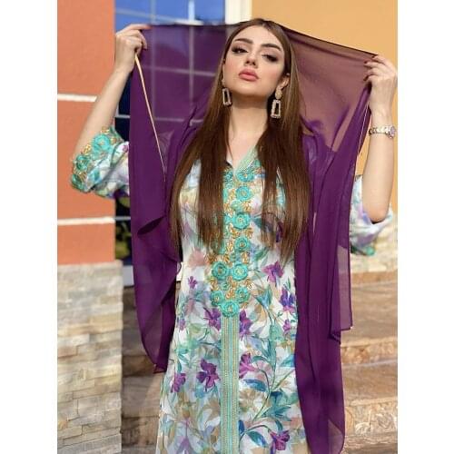Abaya Dresses 2021 Fashion New Womens Printing Dress Hooded Loose Long Dress
