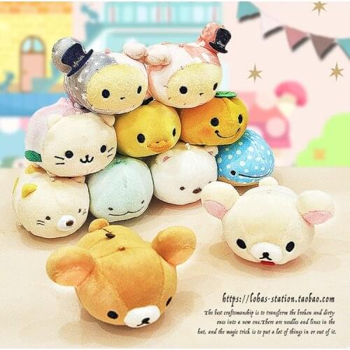 San-x Sentimental Circus Animals Cat Rilakkuma Plush Doll Mini Pendant Stuffed Toy Girls Gifts for Bags Decoration
