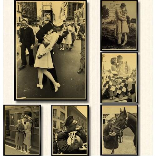 Victory Kiss The Classic Retro Brown Paper Poster Of The Classic Vintage Of World War II poster wall sticker