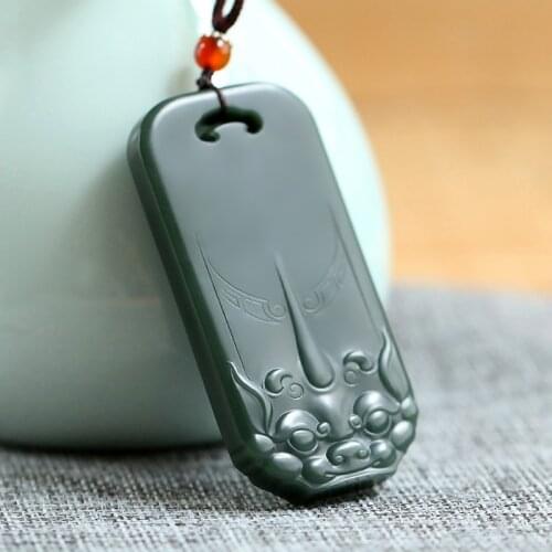 Natural 7A black jade pendant hand-carved jade pendants brand men women necklaces jadeite jade jewelry necklace