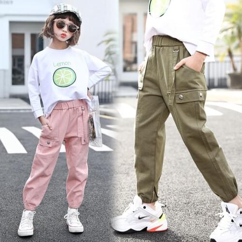 Sweatpants for Teen Girls Casual Pants Cotton Cargo Pants for Girls Pants Age 12 Years Children Hip-Hop Street Wear Harem Pants