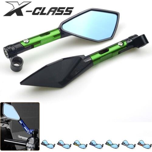 For Kawasaki Z900 Z900RS Z800 Z1000 Universal Motorcycle Rear View Mirrors Handlebar Rearview Mirror Green Blue Red Accessories