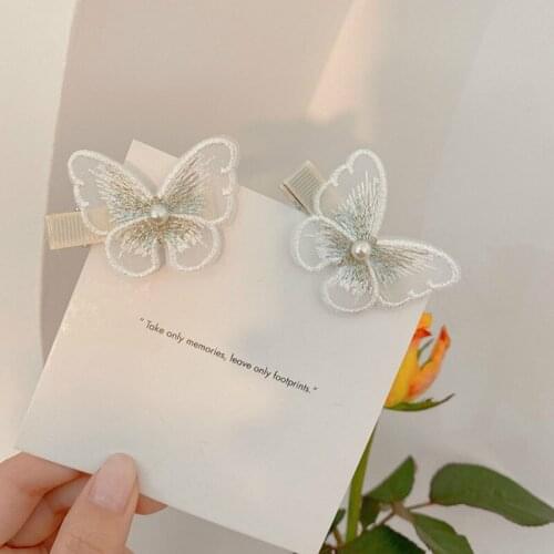 Three-dimensional Butterfly Hairpin for Women Pearl Mesh Yarn Hair Clip Girl Hair Accessories