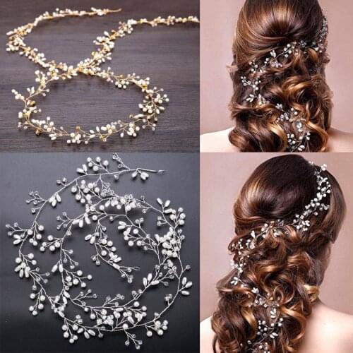 Western Wedding Party Jewelry Headdress For Bride Handmade Hair Accessories Crown Floral Crystal Pearl Hair Ornaments Hairpin
