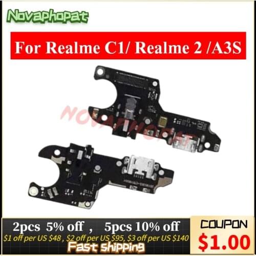 Novaphopat For OPPO Realme C1 2 A3S A5 USB Charger Dock Charging Port Plug Connect Flex Cable Board Headphone Audio Jack