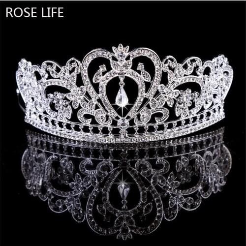 ROSE LIEEwomenS Fashion Wedding Hair Accessories Baroque Tiara Alloy Rhinestone Girl Bride Headdress Hair Accessorie For Women