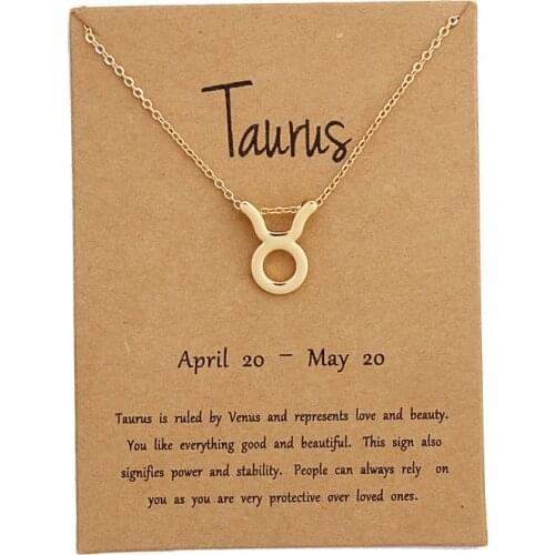 Hot New 12 Constellation Pendant Necklaces Aries Capricorn Taurus Necklace Birthday Gifts Message Card for Women Girl Jewelry