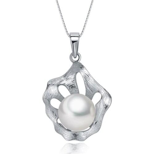 Sinya 925 sterling silver charms natural freshwater pearls pendant necklace lotus leaf design fine jewelry for women Best gift