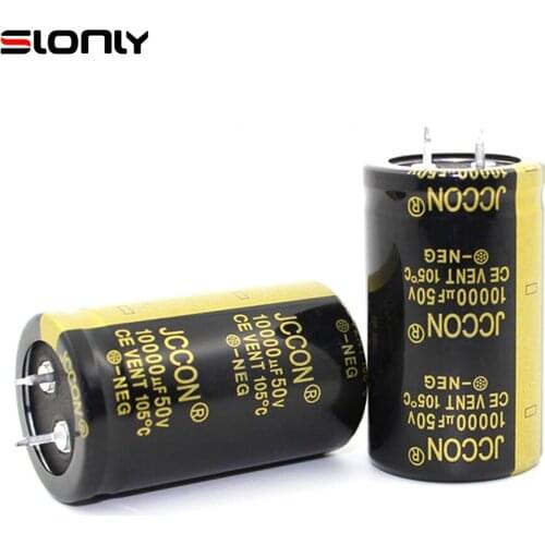 2pcs 30x50mm 10000uF 50V JCCON Horn Black Gold Audio Amplifier Filter Aluminum Electrolytic Capacitors