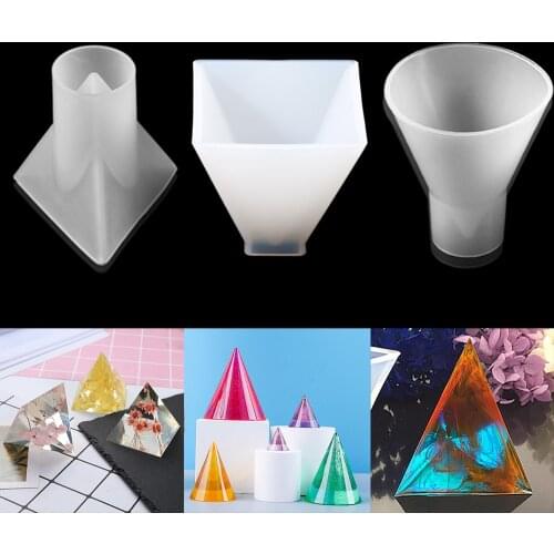 1pcs Stereoscopic Cone Crystal Epoxy Stereoscopic Silicone Mold DIY Manual Cylinder Cubic Triangular Round Cone Energy Tower