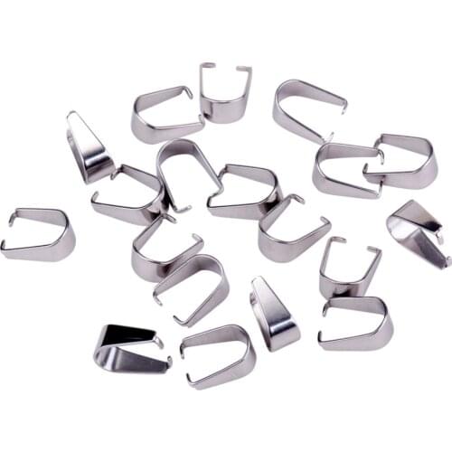 Pandahall 10/20/50/100pcs 304 Stainless Steel Pinch Bails Hook Pendant Clasp for Necklace Jewelry Findings Making Accessories