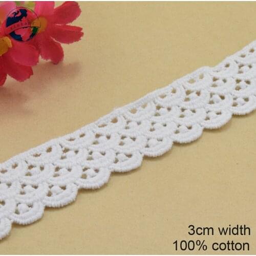 10yards 3cm 100% Cotton embroid lace sewing ribbon guipure lace african lace fabric trim warp knitting DIY Accessorie#3207