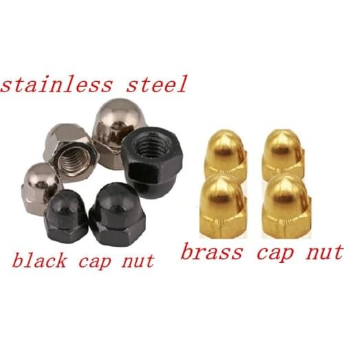 2-20pcs brass steel with black stainless steel Acorn Nuts M3 m4 m5 m6 m8 m10 m12 Cap Nut Acorn Dome Head Hex Nuts