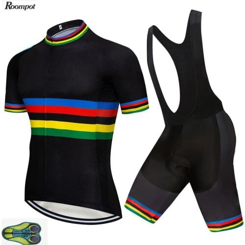 2020 PRO Team Black Rainbow Cycling Clothing Bike Jersey Mens Bicycle Clothes Summer Cycling Jerseys 20D Gel Bike Shorts Set