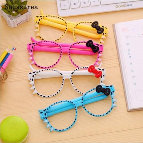 3pc Creative Bow Glasses Ballpoint Pen Promotional Pen Office School Supplies Student Reward Stationery