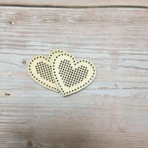 50pcs laser cut out cross stitch thread wooden heart cross stitch