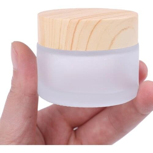 5g/10g/15g Frosted Glass Cream Empty Jar Ecological Friend Bamboo Lid Skin Care Cream Container Cosmetic Packaging