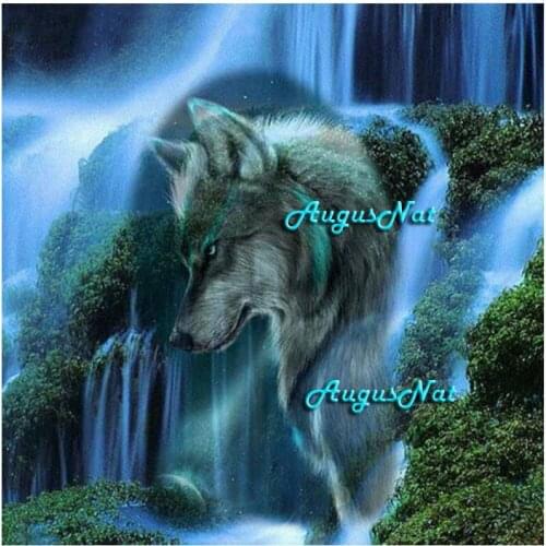 Wolf diamond painting full square drill waterfall wall art scenery diamond dotz handmade needlework crafts mosaic cross stitch