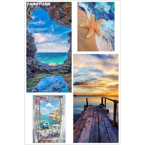 Scenic 5D Diy Diamond Accessories Painting Sea Beach Full Drill Diamond Embroidery Mosaic Cross Stitch Kit Picture Home Decor