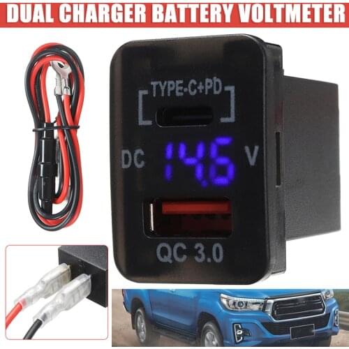 Dual Ports Car Charger Type-C+PD Quick Charge 3.0 For Toyota RAV4 Landcruiser/Hilux Prado Car Electronic Accessories