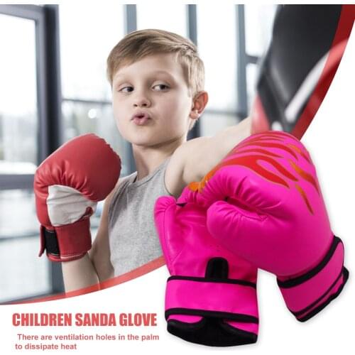 2pcs Boxing Training Fighting Gloves Kid Breathable Sparring Karate Flame Gloves for Effective Working-out Accessory