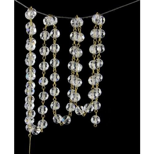 10 Meters 10mm Crystal Ball Beads Chain+Gold Connectors Glass Strand Garlands For Wedding Party Supply Chains Christmas Tree DIY