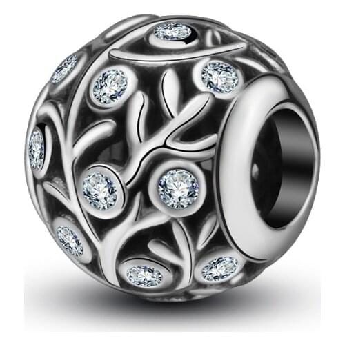 Eudora 100% 925 Sterling Silver AAA Crystal Charms Round beads Fit Bracelets & Bangles DIY Jewelry For Women Gifts CYZ15