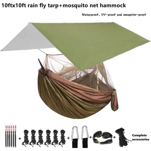 Hammock Camping with Bug Net/Netting and Rain Fly Tarp,Portable Nylon Parachute Hammocks for Outdoor Indoor Survival & Travel