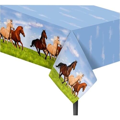130*220cm PE Horse Racing Campaign Game Happy Birthday Tablecovers Disposable Tablecloth Race Track Baby Shower Party Supplies