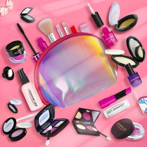 New Girl Play Make Up Toy Pretend Simulation Cosmetics Pink Makeup Set Princess Beauty Plastic Play House Toy Lipstick Eyeshadow