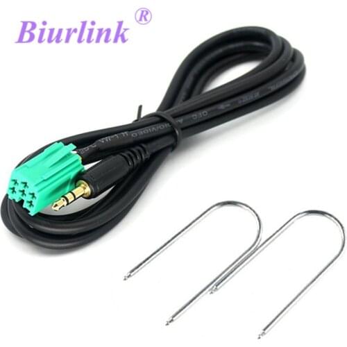Biurlink 150CM Car Mini ISO 6pin Aux Cable with Removal Keys for Renault Updatelist Radio