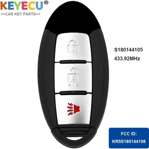 KEYECU Smart Remote Control Car Key S180144105 for Nissan Rouge 2014 2015 2016 2017 2018, Fob 3 Button - 433.92MHz - 4A Chip