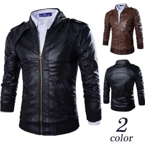 High quality 2018 foreign trade Euro code body repair collar metal zipper man rider PU leather jacket jacket